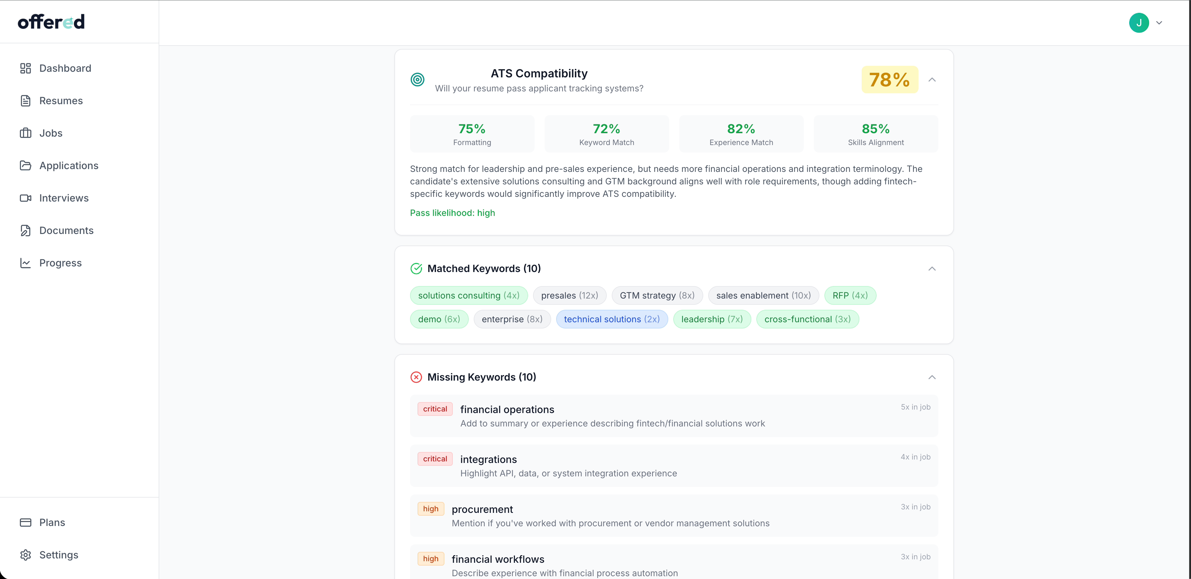 Offerd ATS Scanner - Get your resume's ATS compatibility score and optimization tips